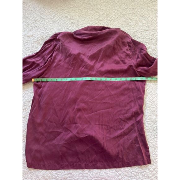 Julianna Rae Paradise Found 100%Silk Button down blouse/Pajama top, Maroon, XL - Picture 3 of 5